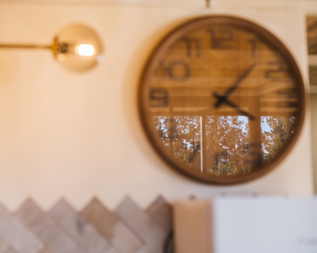 Abstract out of focus wall clock interior.