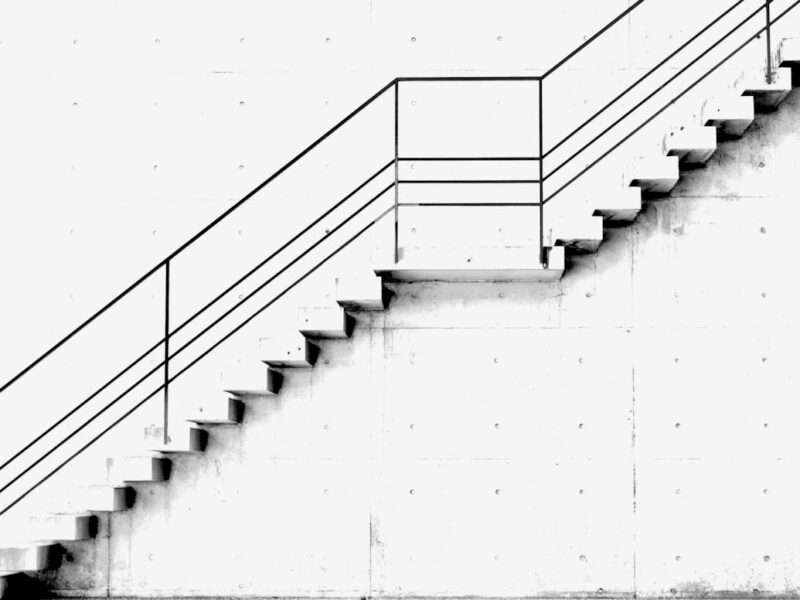 a set of stairs leading up to a building