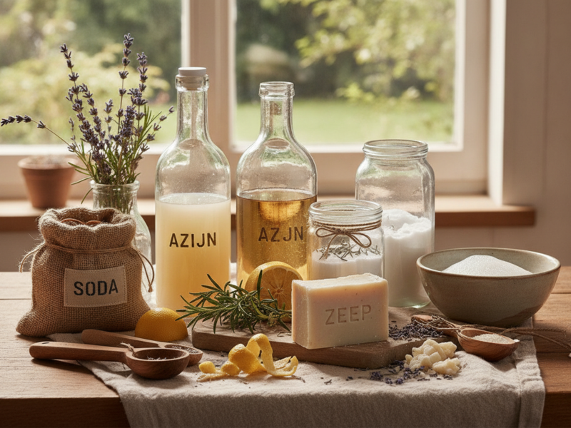 Zo maak je natuurlijke schoonmaakmiddelen met azijn soda en zeep