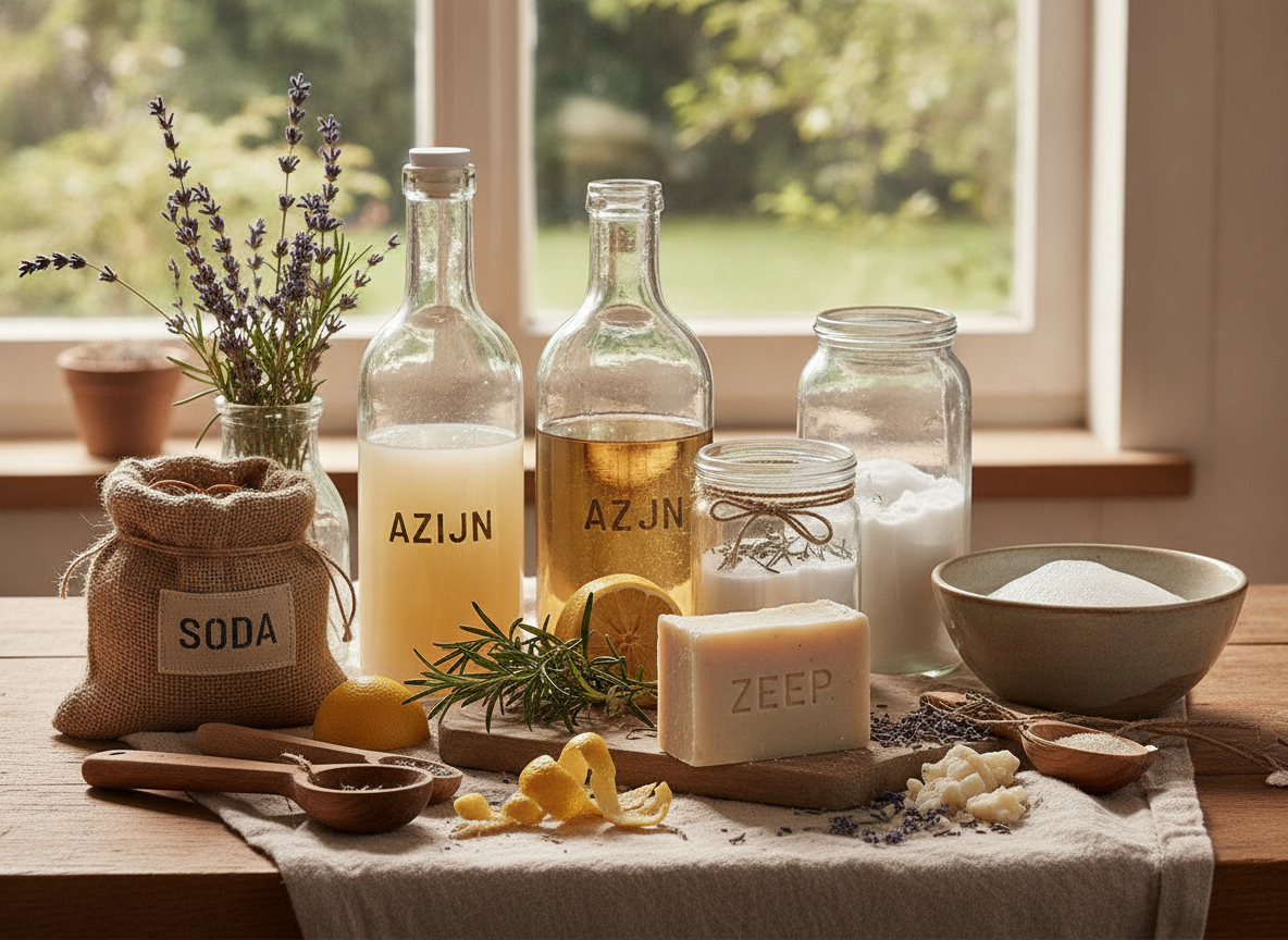 Zo maak je natuurlijke schoonmaakmiddelen met azijn soda en zeep